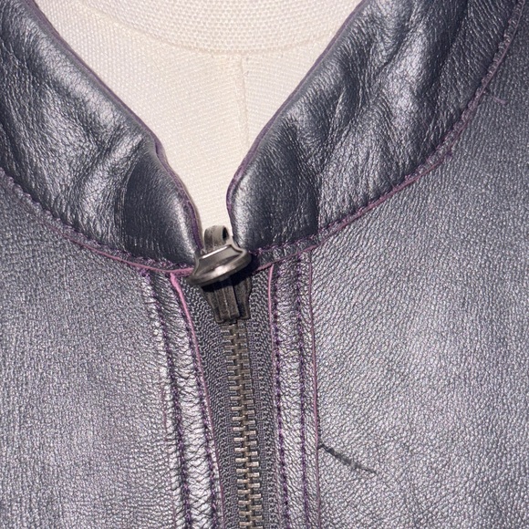 Reversable Lambskin Leather Jacket purple & charcoal grey!new#metallicjacket - Picture 6 of 8